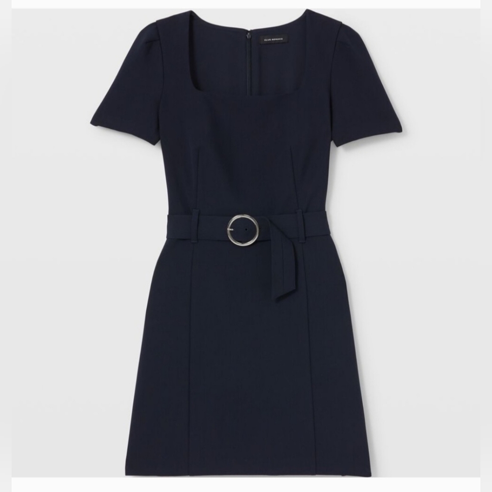 Club Monaco Women's Belted Open Neck Dress
